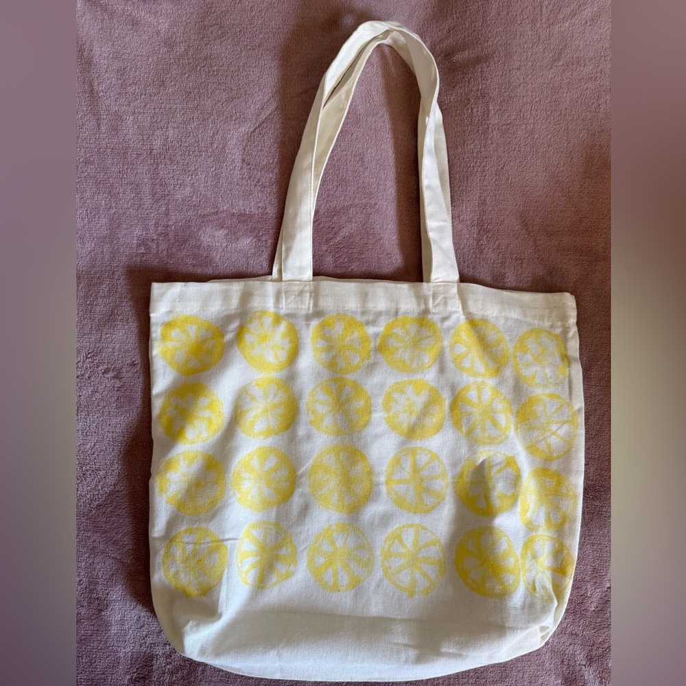 Hand-Painted reusable Lemon Tote bag